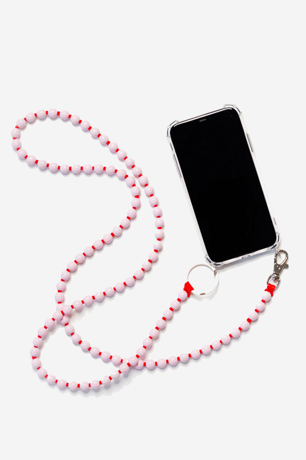 Phone Necklace, pastelrose/red