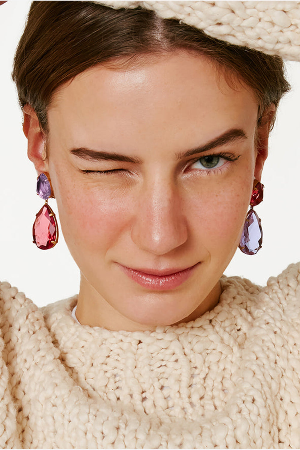 The Marvellous Drop Earrings, Rose/Lilac