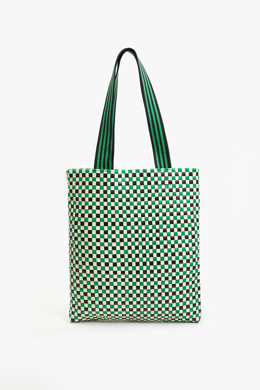 Carry All Tote Woven Checker Green | Clare V | The Standard Store
