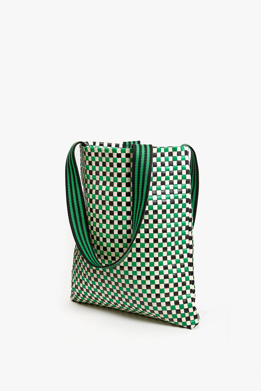 Carry All Tote Woven Checker Green | Clare V | The Standard Store