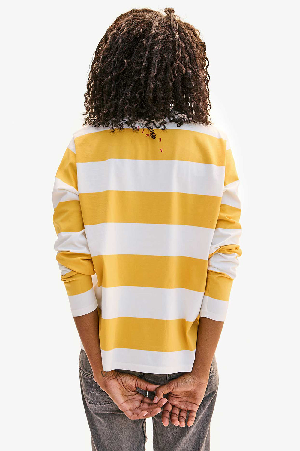 Long Sleeve Tee Rugby Stripe, Cream Marigold | Clare V | The Standard Store