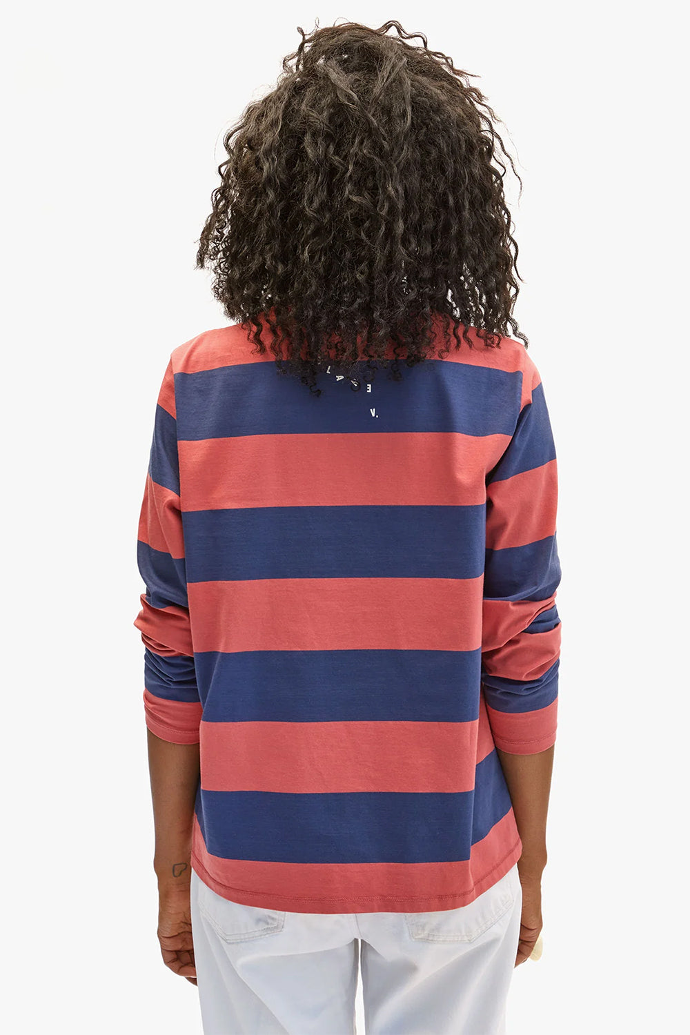 Long Sleeve Tee Rugby Stripe, Poppy Navy | Clare V | The Standard Store