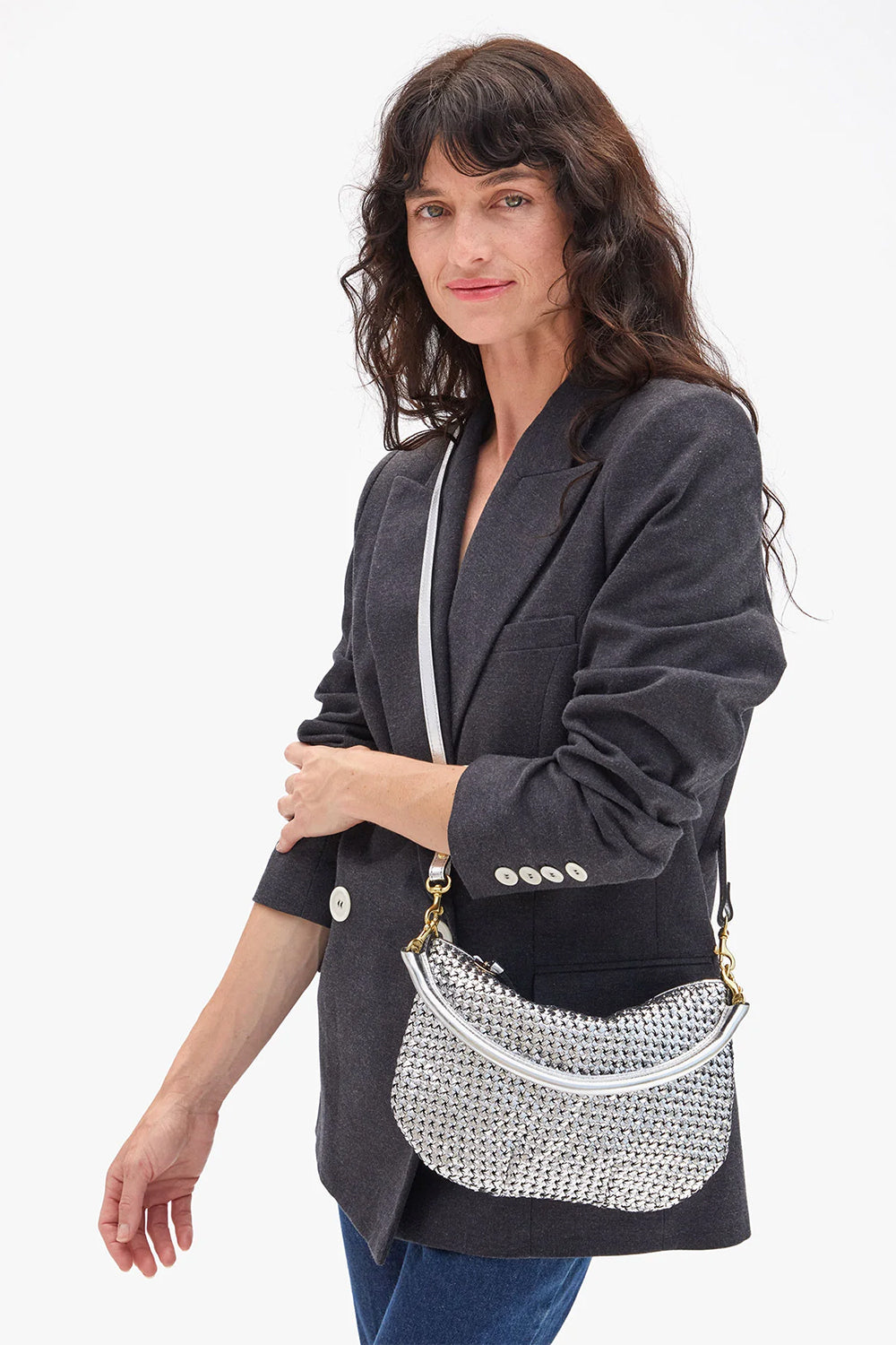 Petit Moyen Messenger Silver | Clare V | The Standard Store

