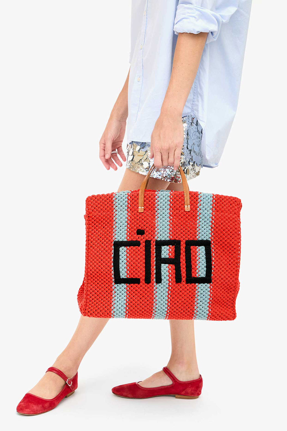 Simple Tote Crochet Stripe Ciao | Clare V | The Standard Store