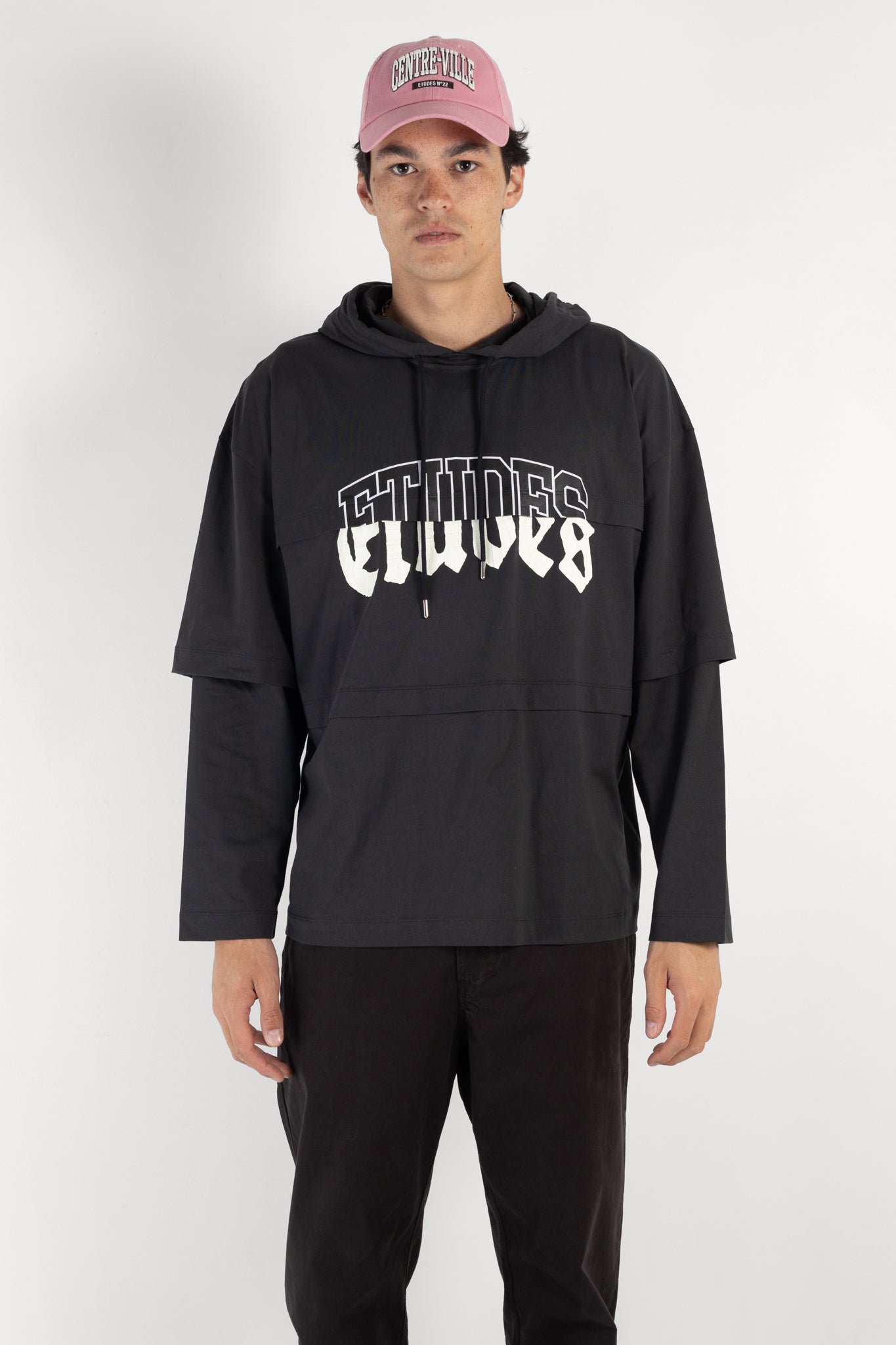 mens t-shirt | Etudes Pave hooded long sleeve tee | The Standard Store