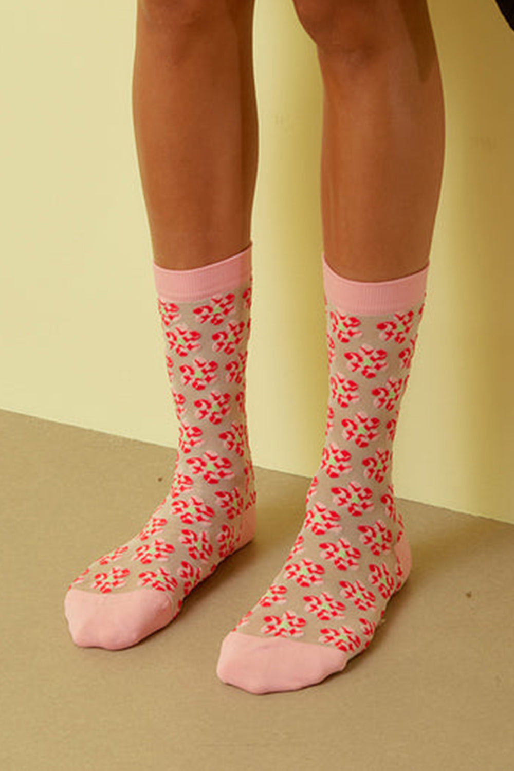 Boxing Flower Socks, Pink