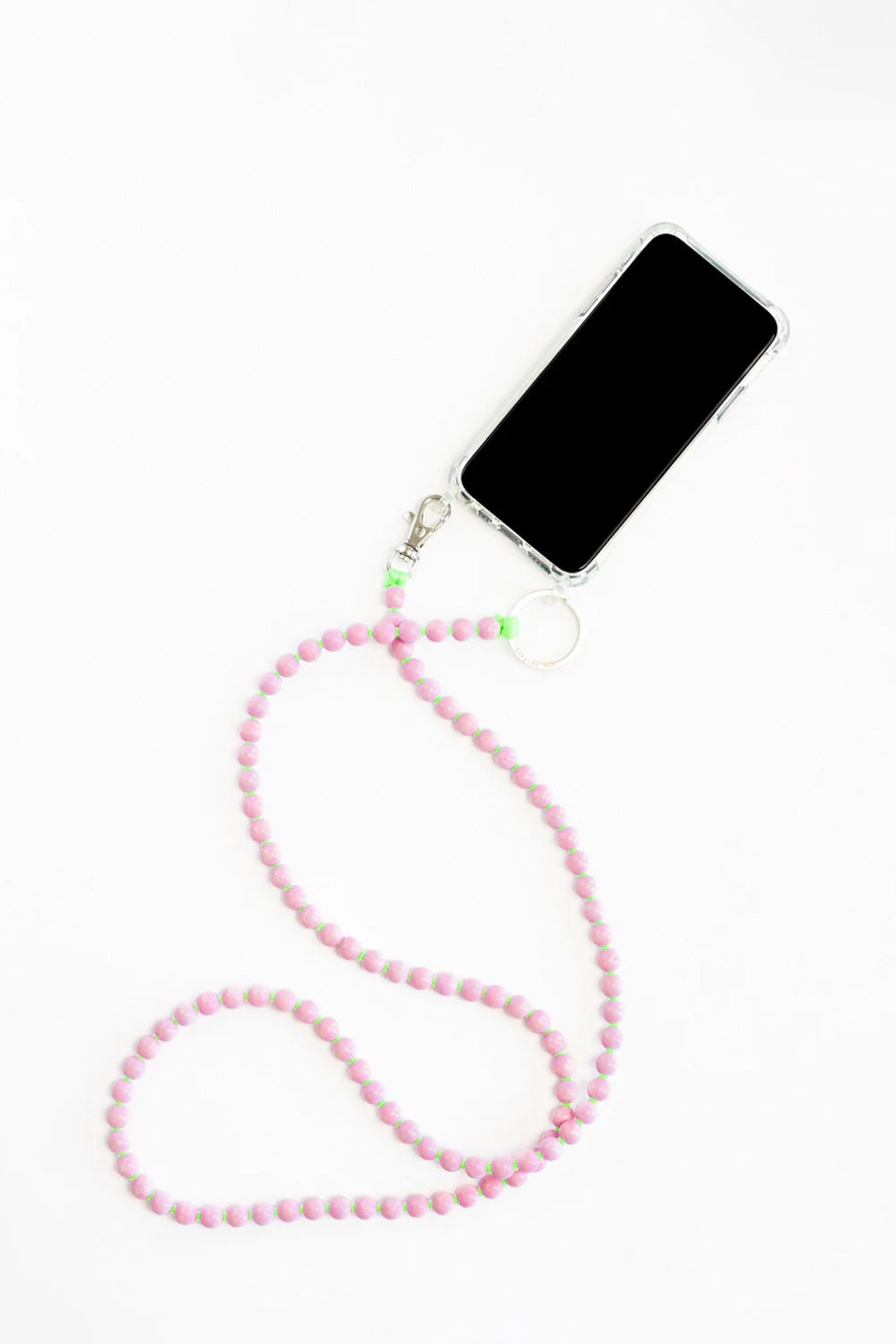 Phone Necklace Big, Pastel Rose/Neon Green | Ina Seifart | The Standard Store