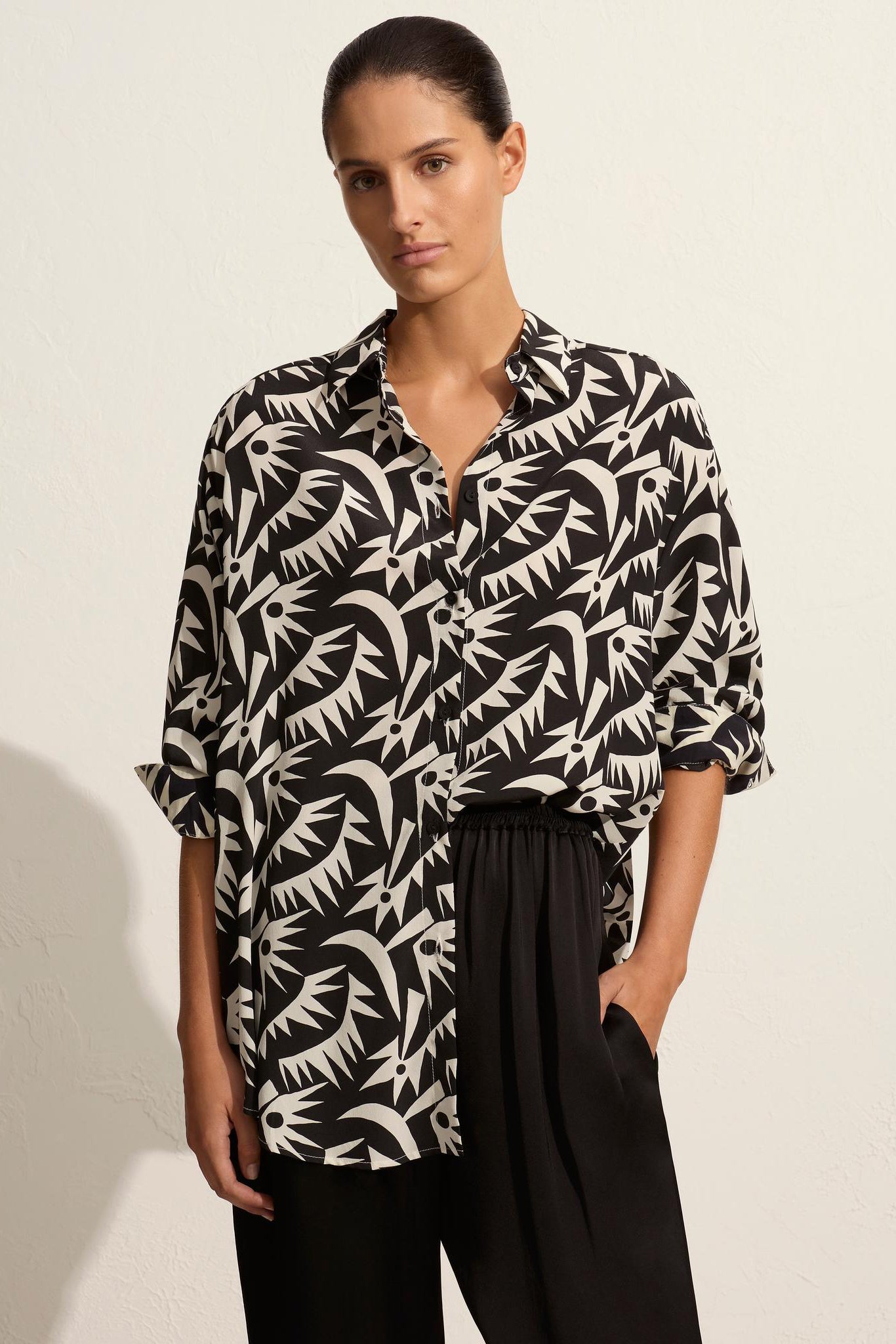 Womens Shirt | Matteau long sleeve silk shirt | The Standard Store