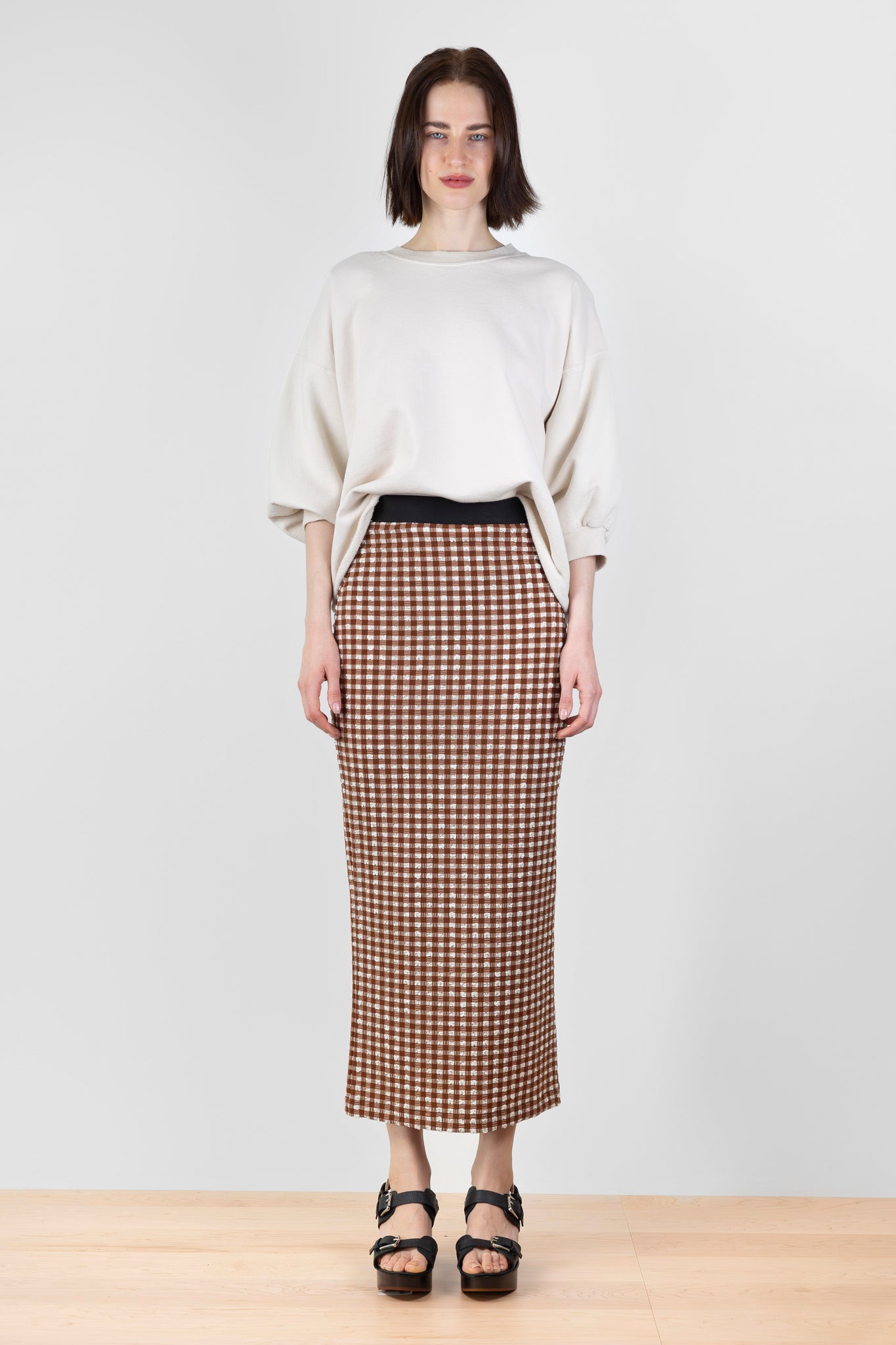 Native Skirt Brown Check | Rachel Comey | The Standard Store