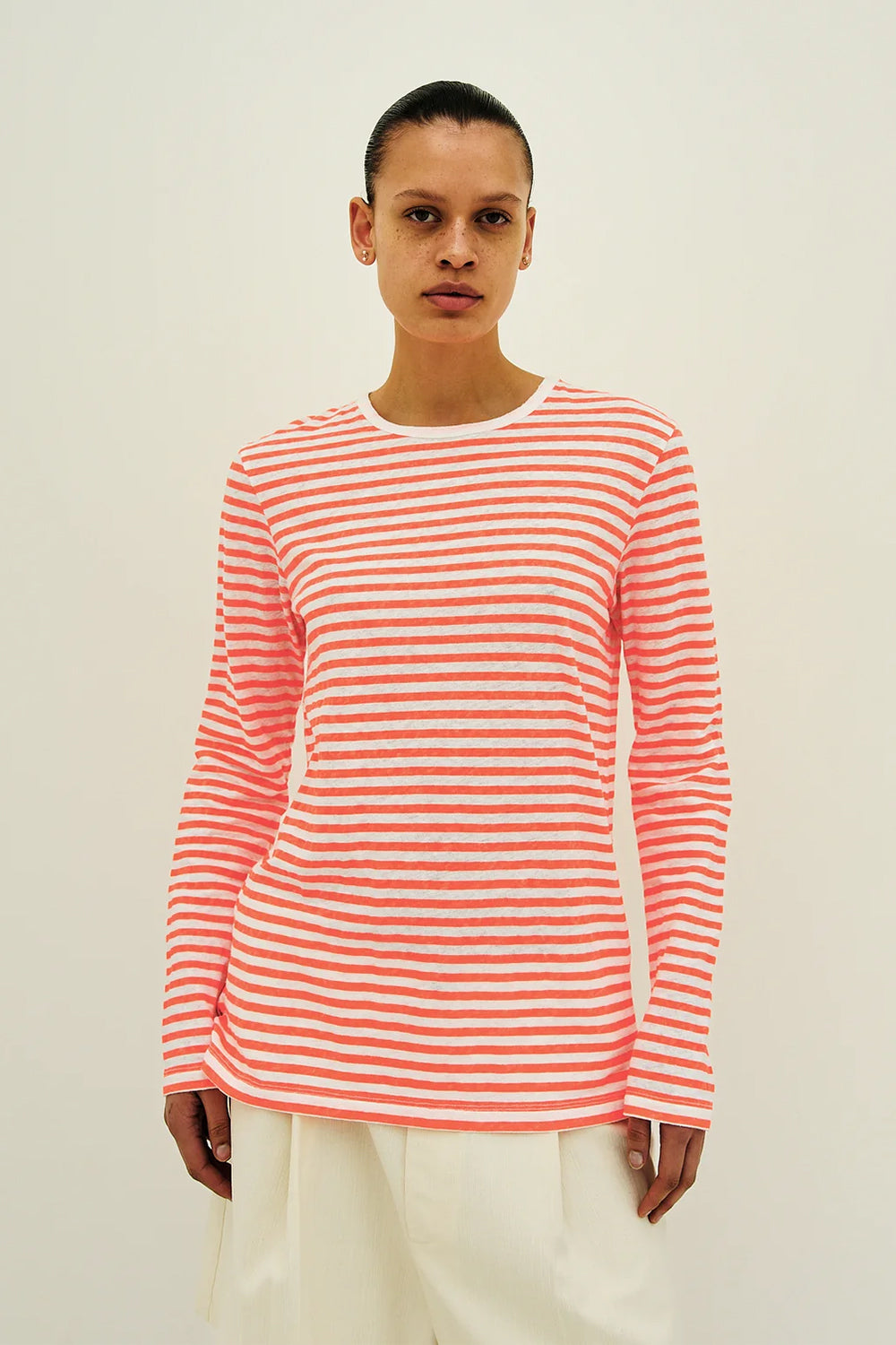 Paloma T-Shirt, Ecru/ Neon Orange | RIKA | The Standard Store