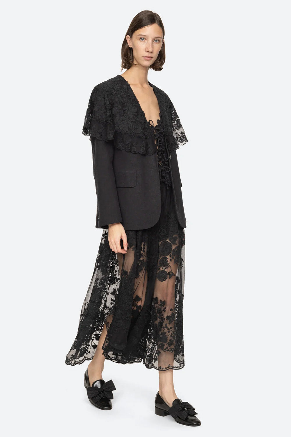 Arielle Lace Flared Pant, Black | Sea New York | The Standard Store