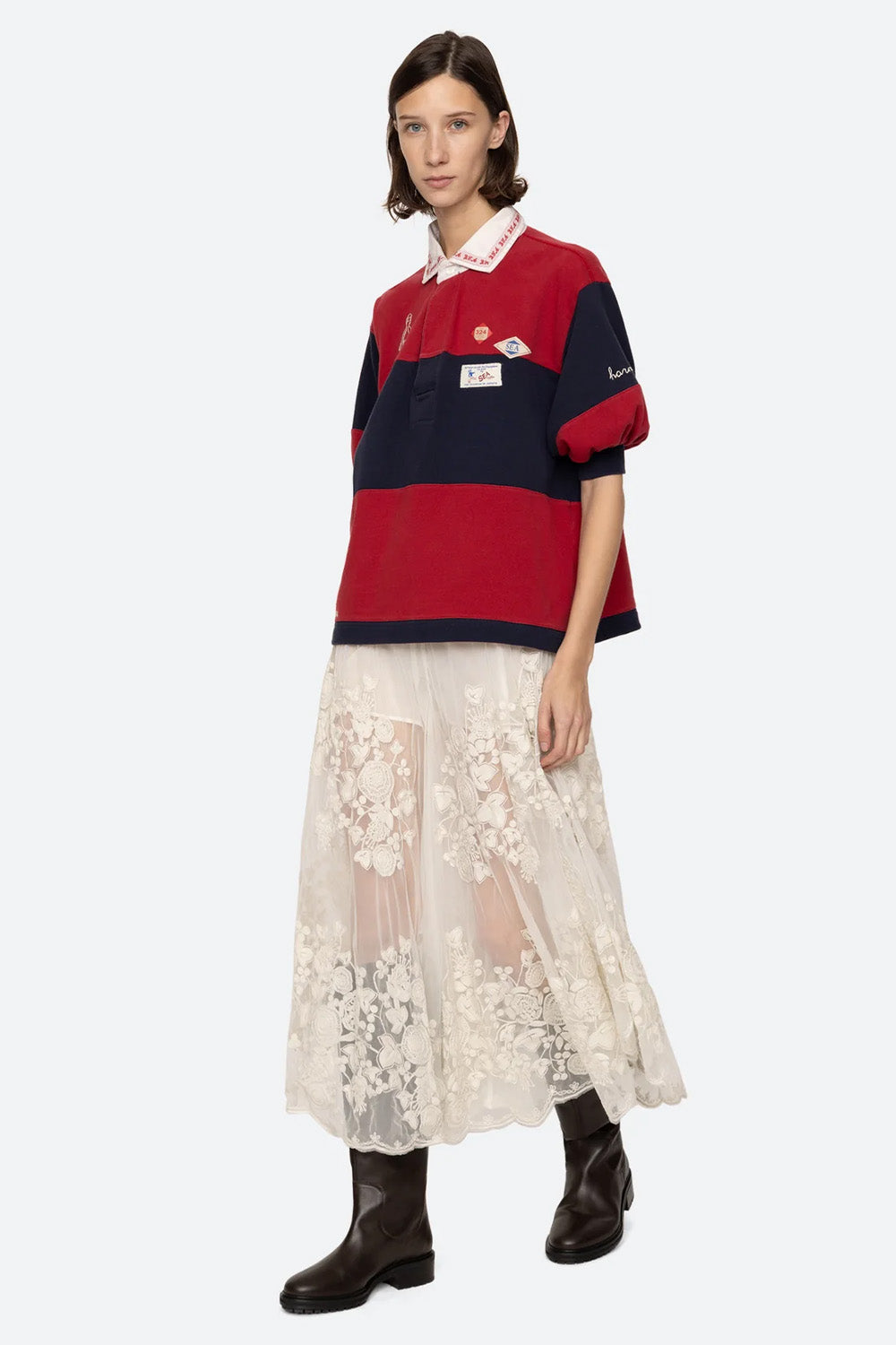 Arielle Lace Flared Pant, Cream