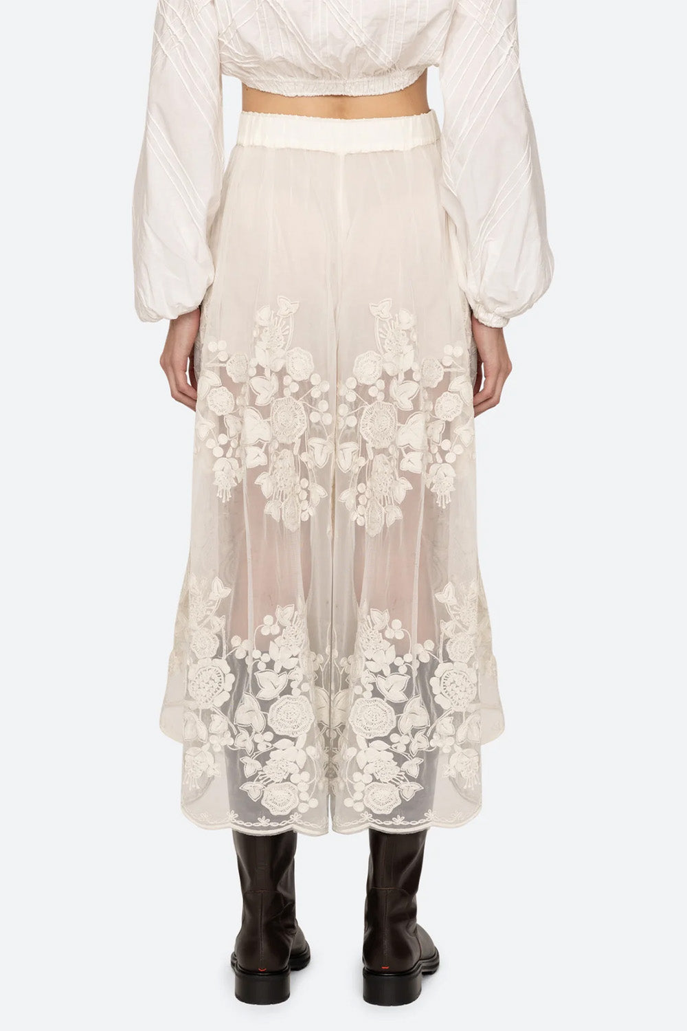 Arielle Lace Flared Pant, Cream