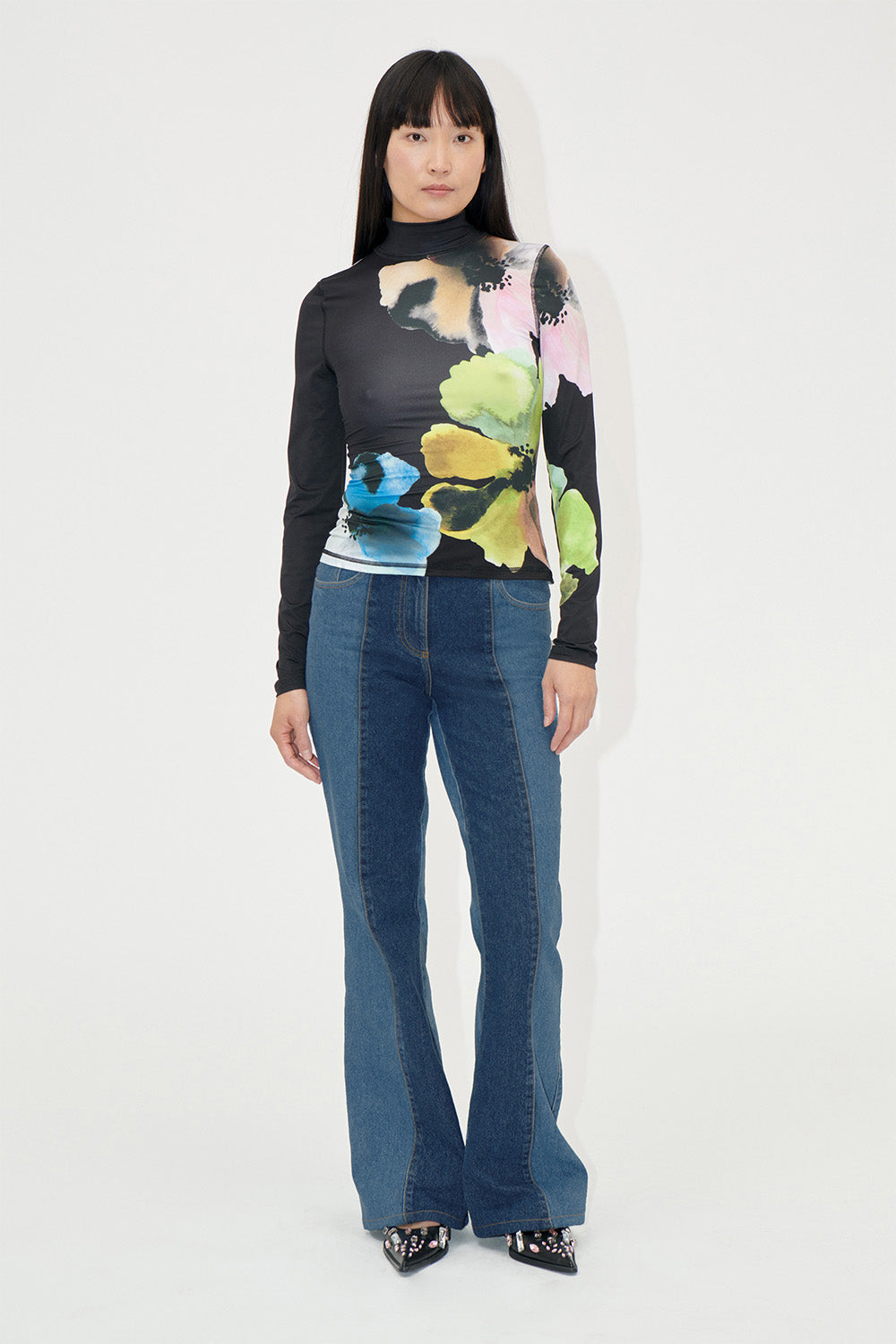 Elasticated High Neck Collared Top | Stine Goya | The Standard Store