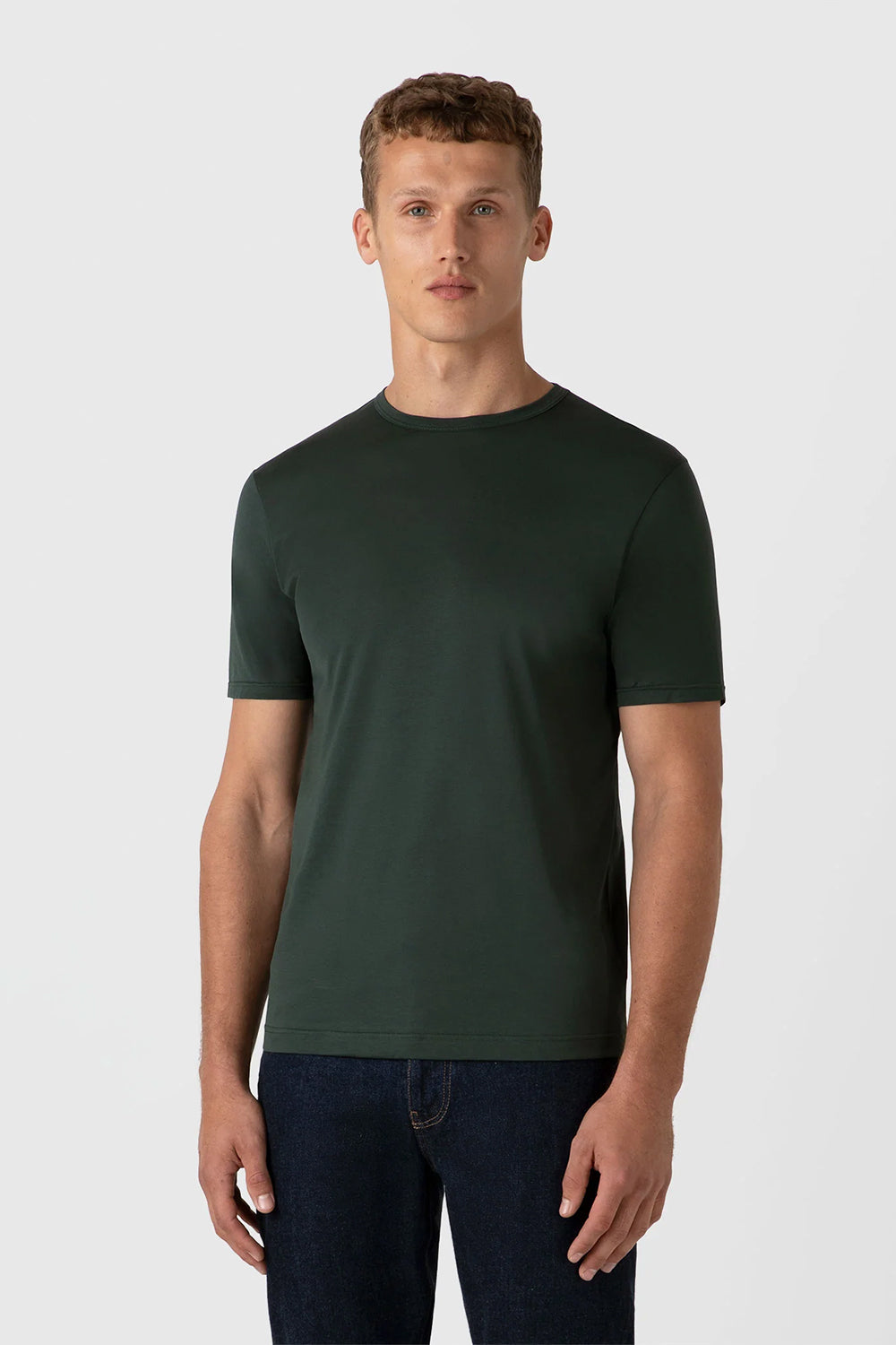 SS Crew Neck T Shirt, Holly Green | Sunspel | The Standard Store