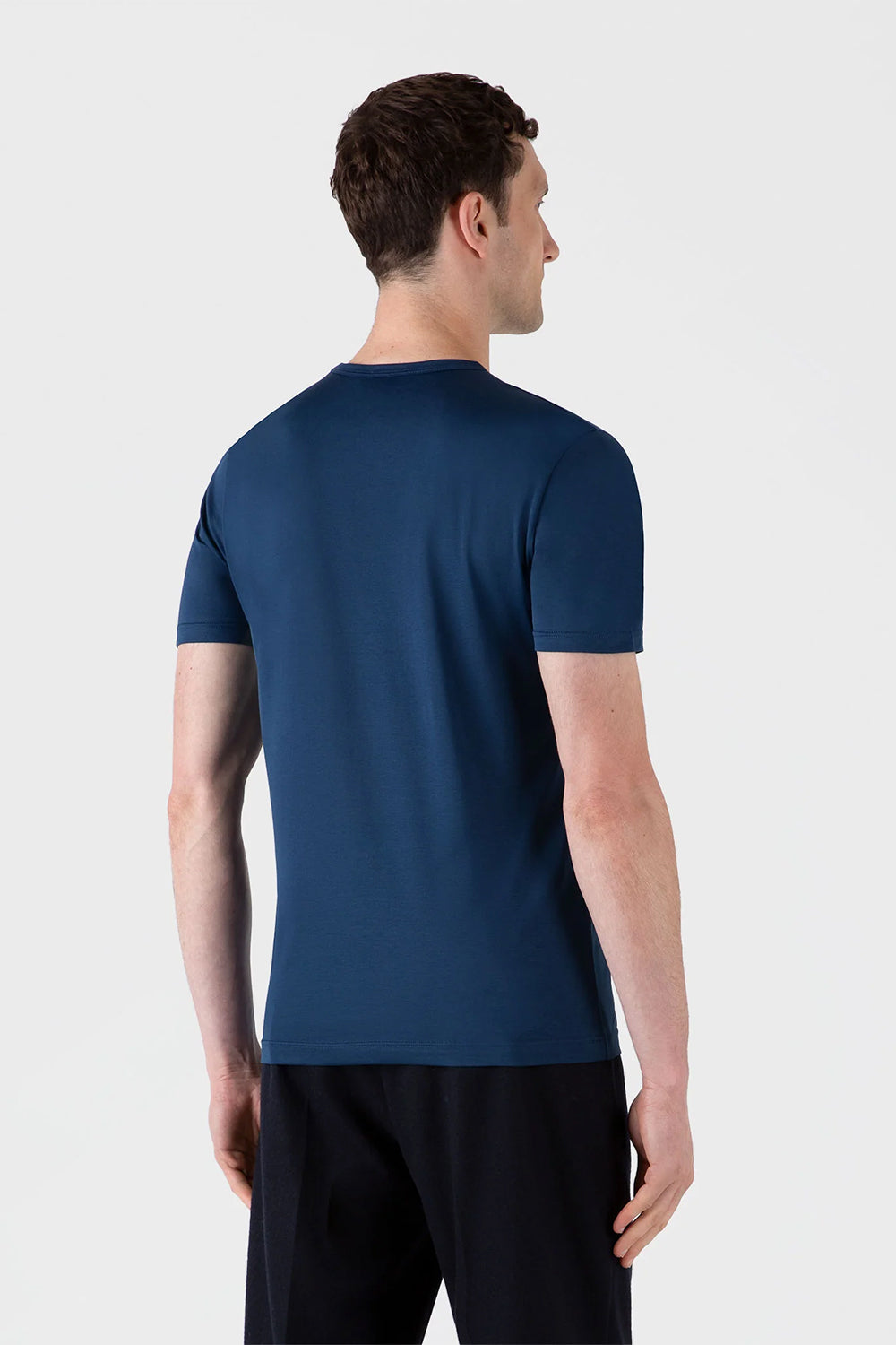 SS Crew Neck T Shirt, Naval Blue | Sunspel | The Standard Store