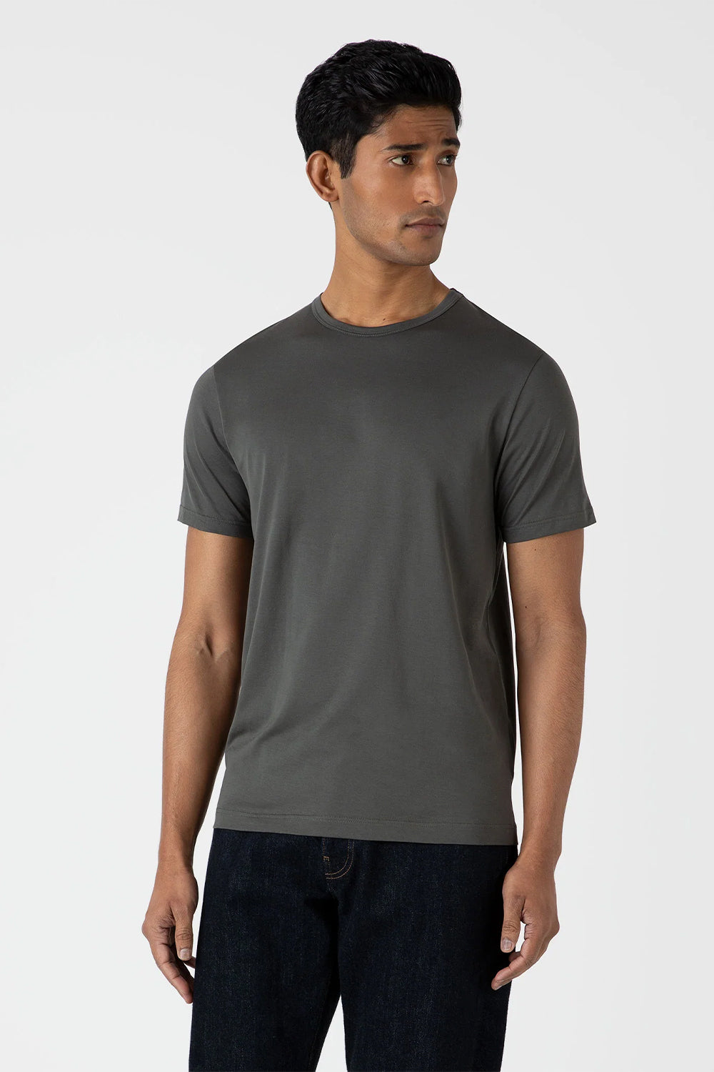 SS Crew Neck T shirt, Drill Green | Sunspel | The Standard Store