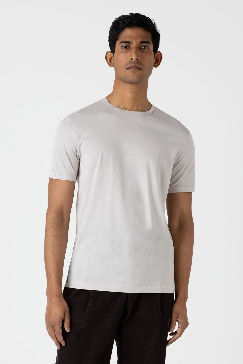 SS Crew Neck T shirt, Putty | Sunspel | The Standard Store