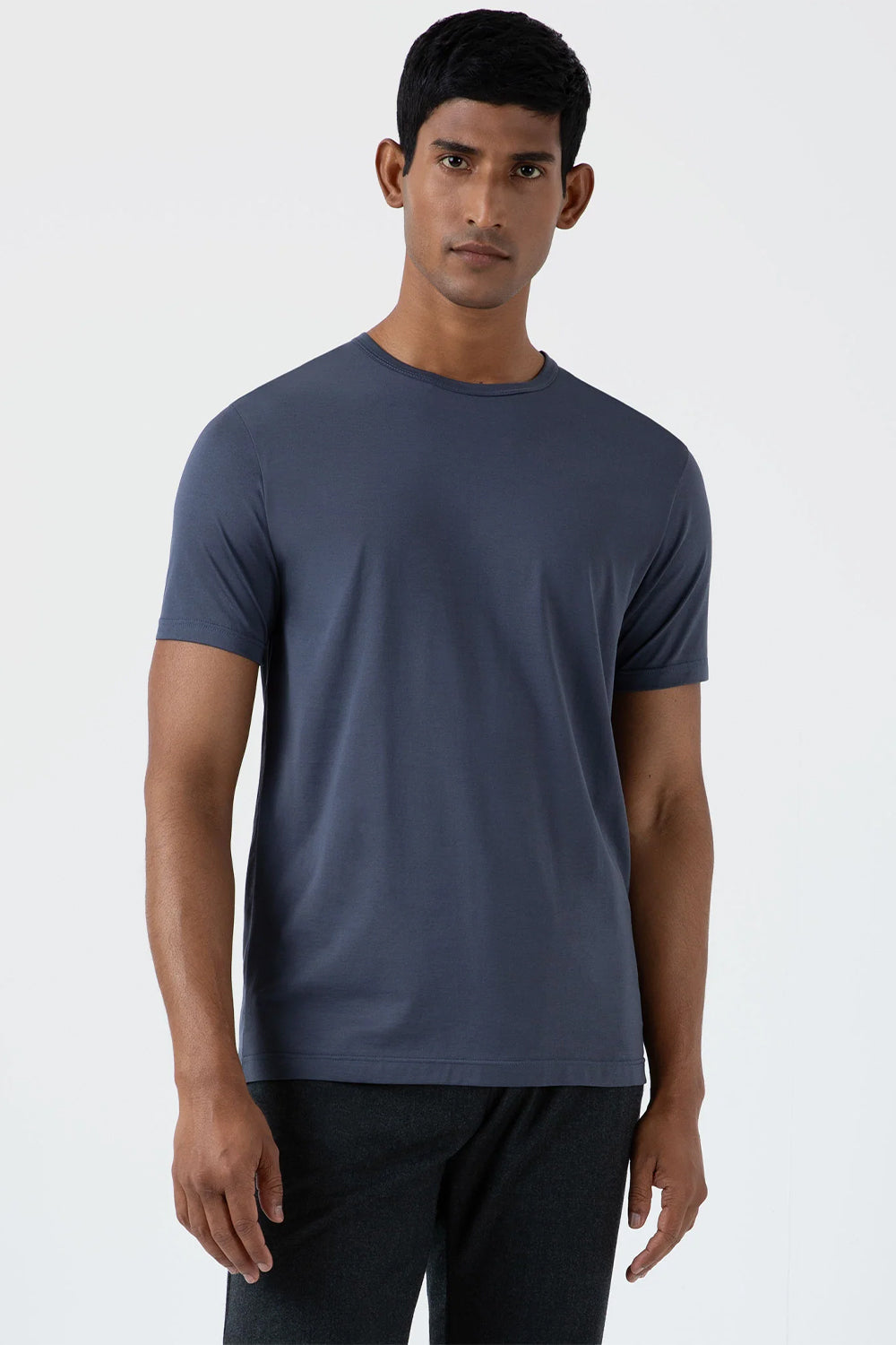 SS Crew Neck T shirt, Slate Blue | Sunspel | The Standard Store