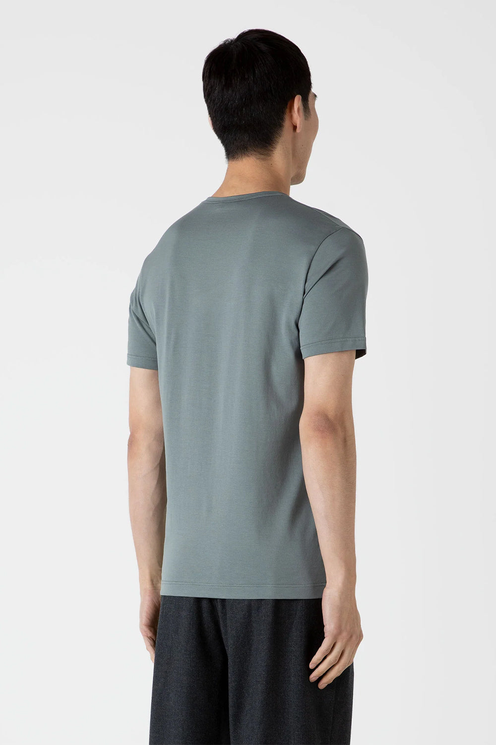 SS Crew Neck T shirt, Smoke Green | Sunspel | The Standard Store