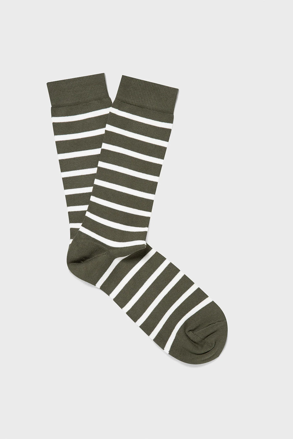 Stripe Cotton Sock, Khaki/Latte | Sunspel | The Standard Store