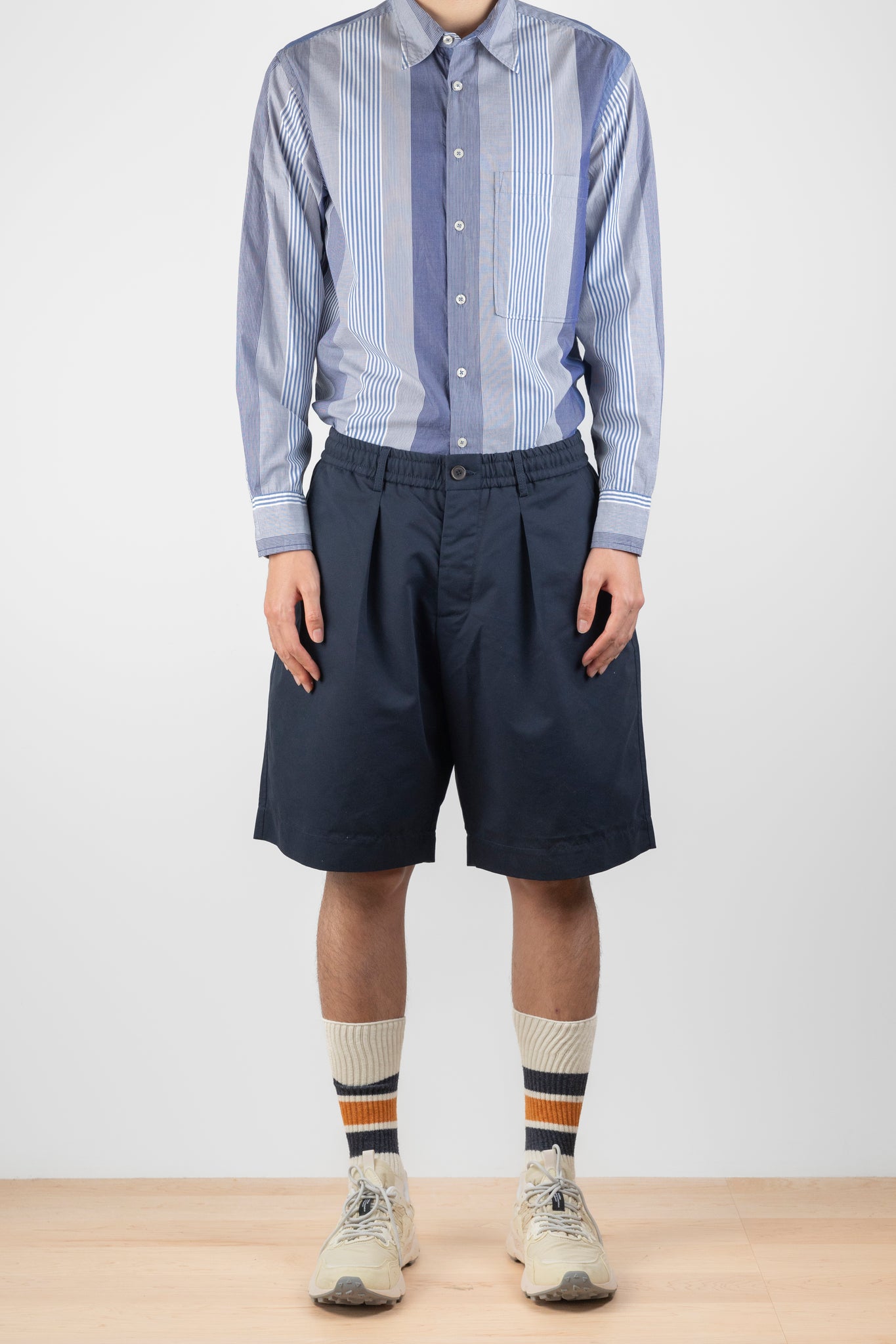 Pleated Track Short, Navy | Universal Works | The Standard Store