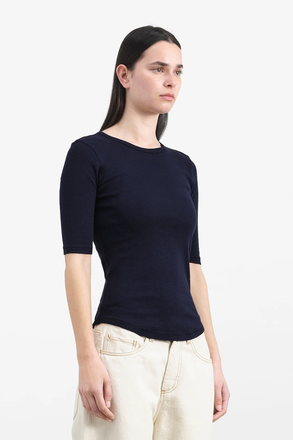 Charlotte Short Sleeve Top, Navy | YMC | The Standard Store