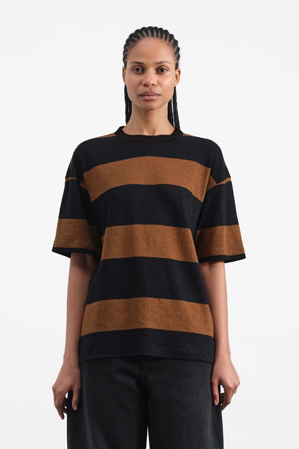 Triple Tee Womens, Black/Brown | YMC | The Standard Store