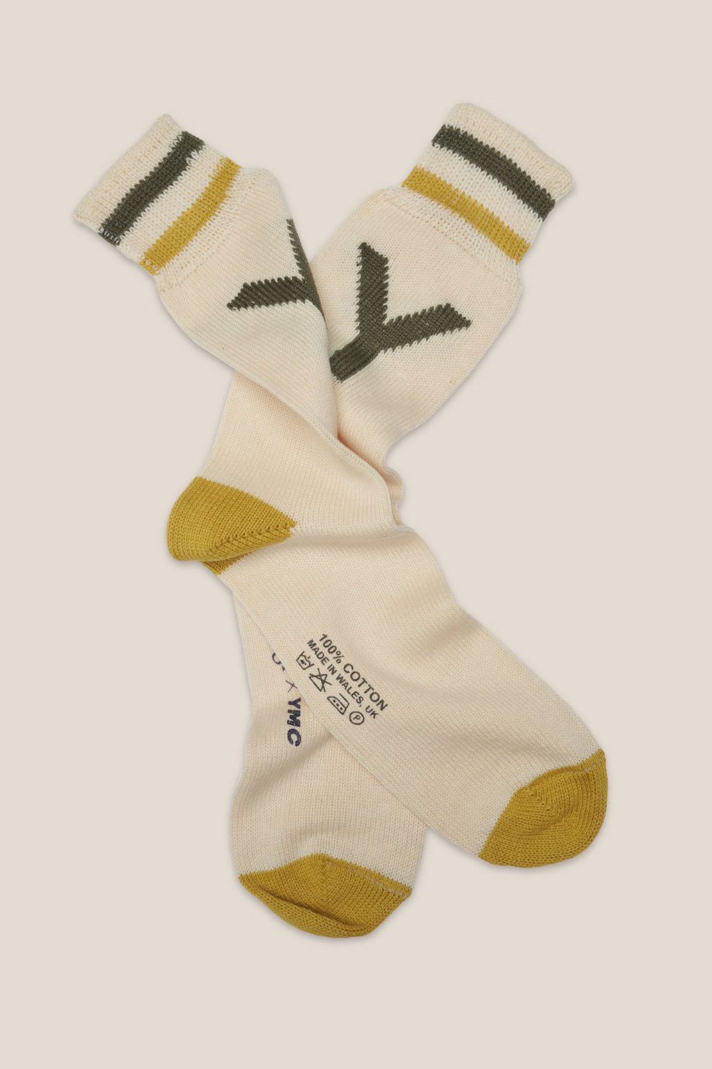 Y motif sock green yellow