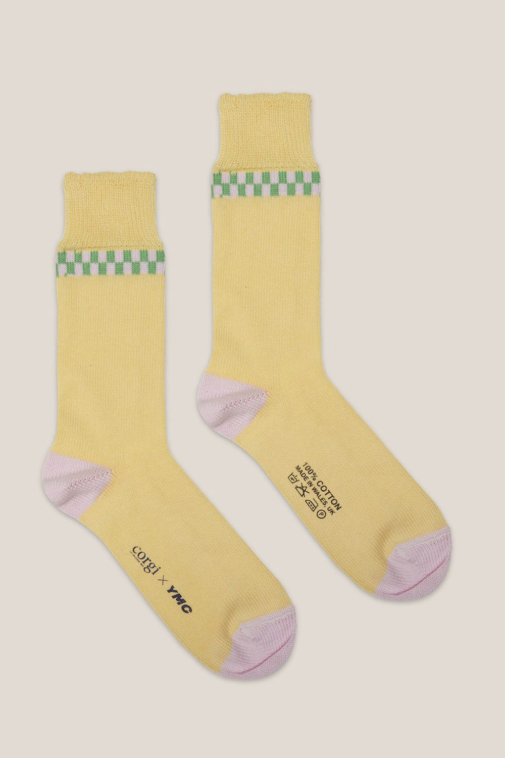 Checker stripe sock yellow