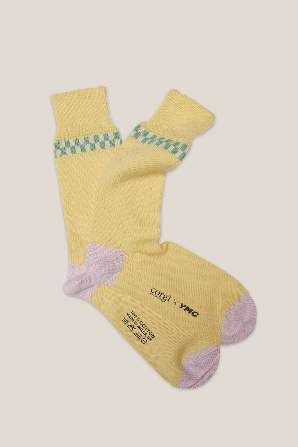 Checker stripe sock yellow